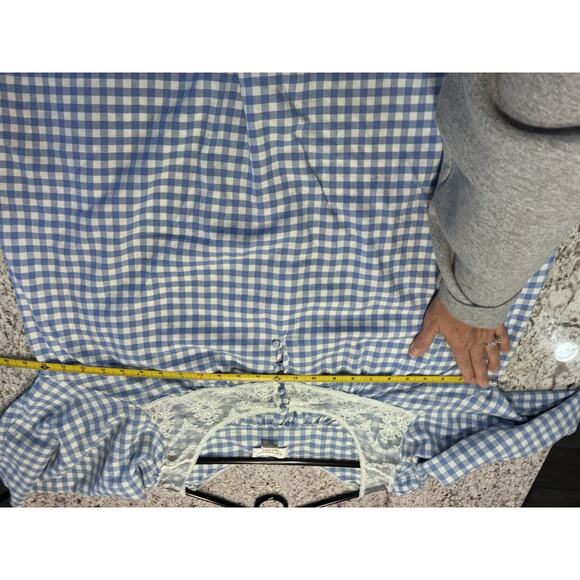 Vtg Victoria Secret Gold Label Blue Gingham Plaid Lace Nightgown Cotton Small** - Picture 8 of 12